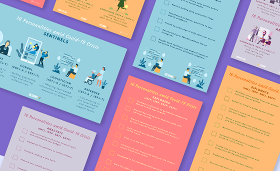 Designs.ai | Graphicmaker Freebie Alert | Free Posters and Checklists for the 16 MBTI Personalities in Quarantine