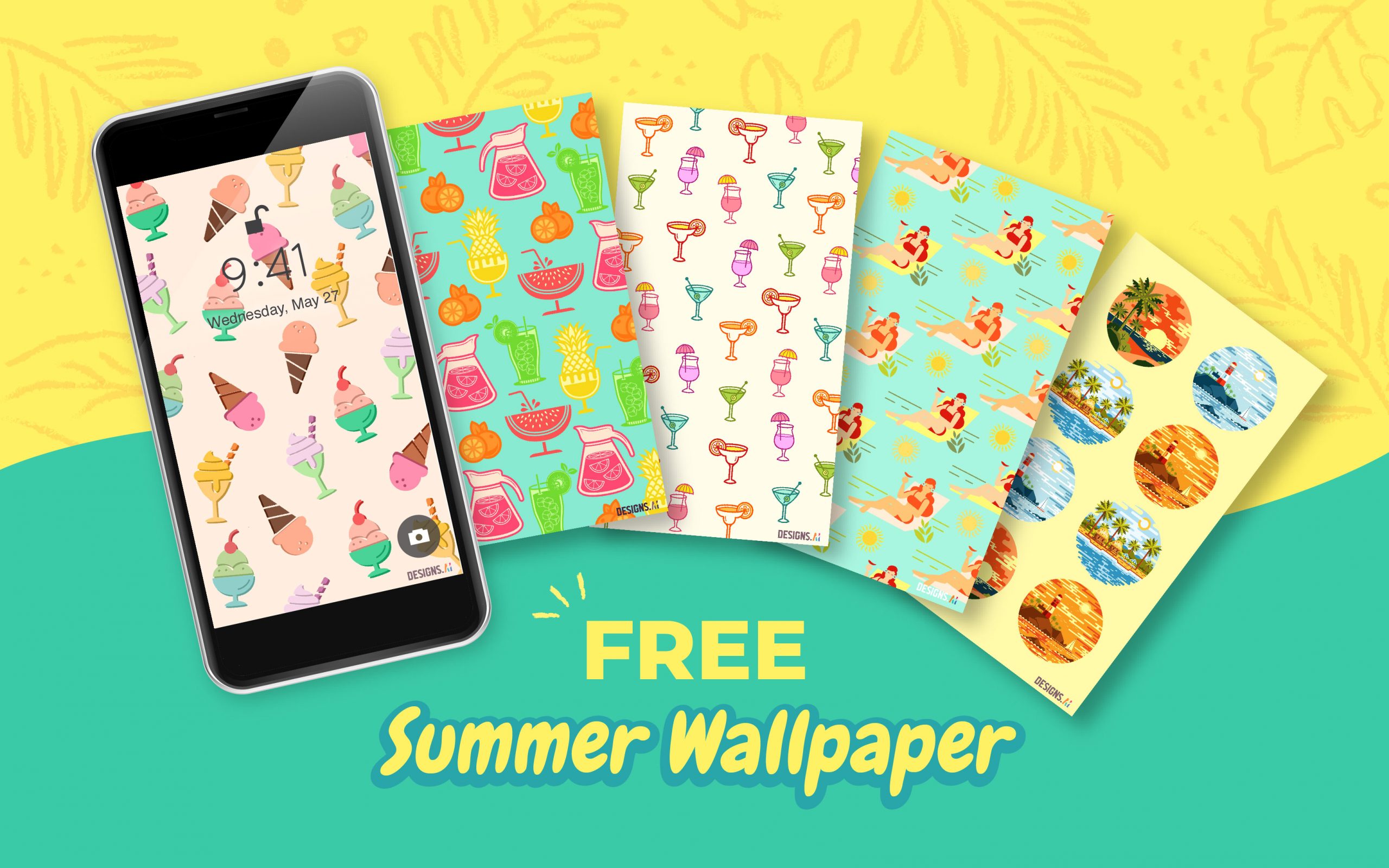 Designs.ai | Freebie Alert | Free Summer Themed Smartphone Wallpapers