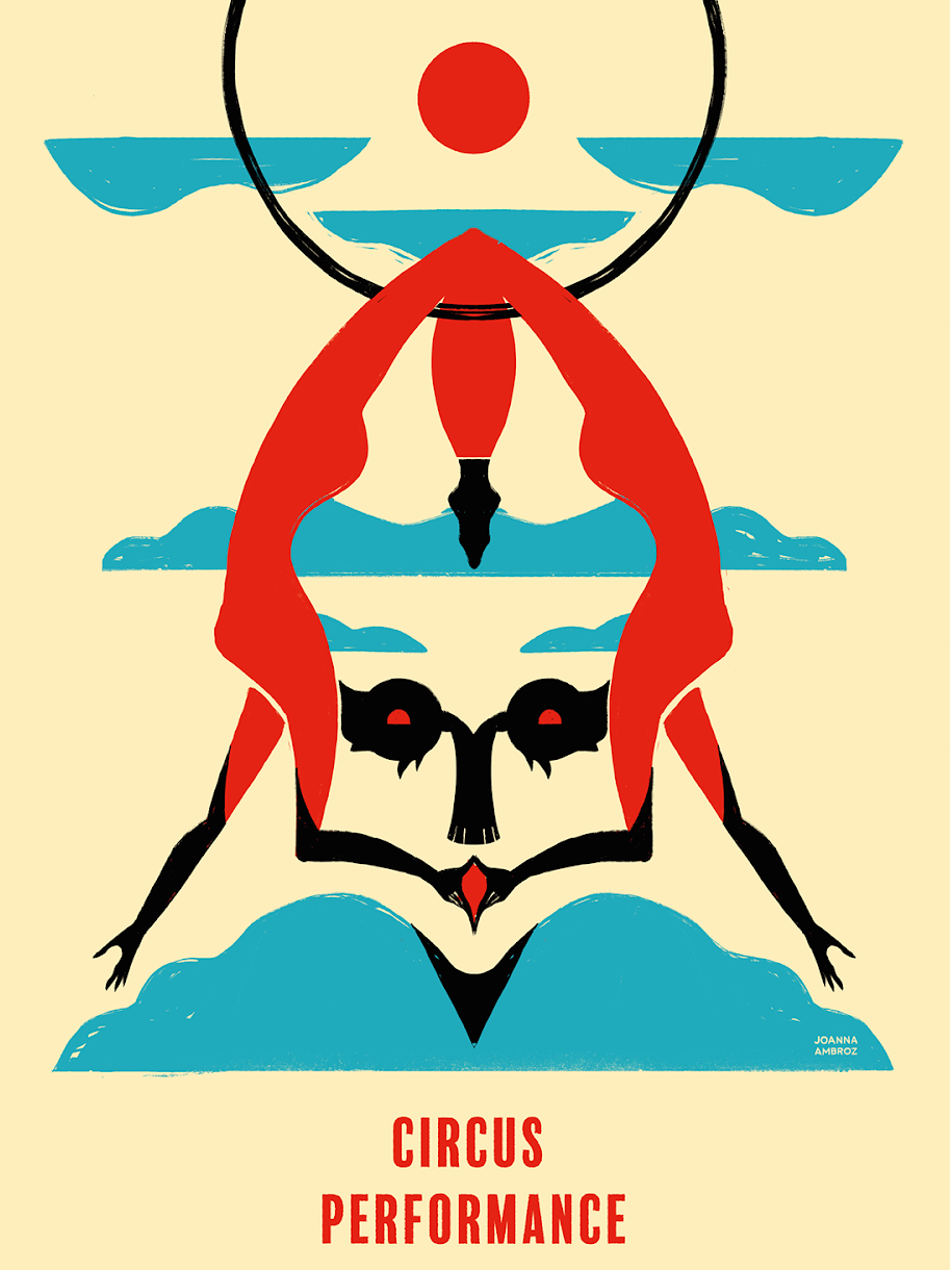 Circus Performance Poster design using optical illusion.