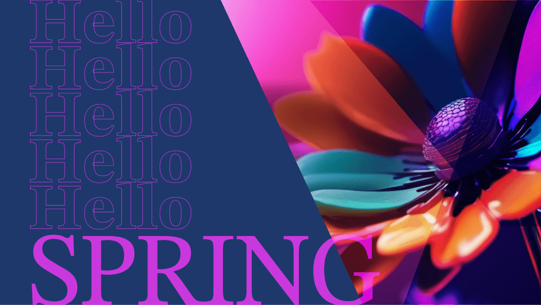 Minimalist Layout with Bold Typography of Hello Spring text